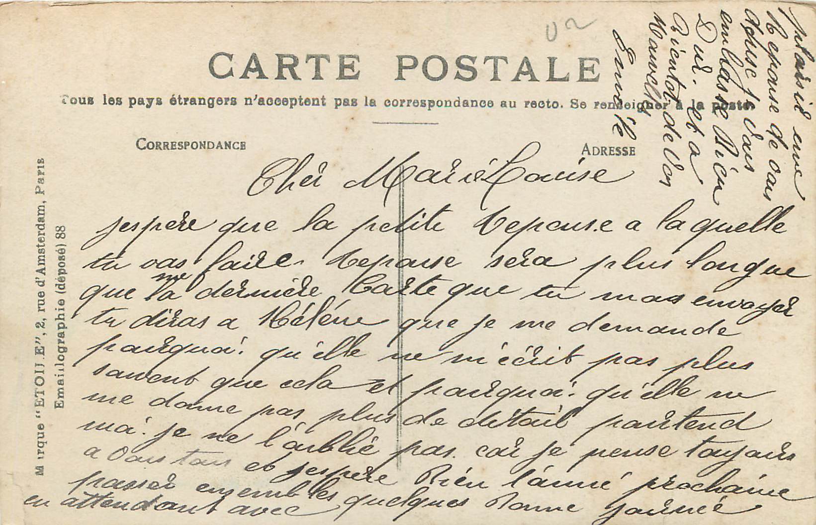 CPA Paris la Place des Victoires — Rückseite