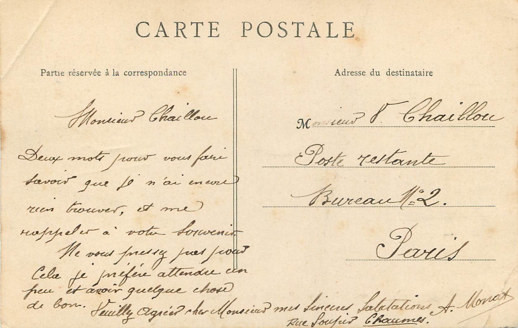 CPA les Tilleuls Chaumes (S et M) le Parc — Back