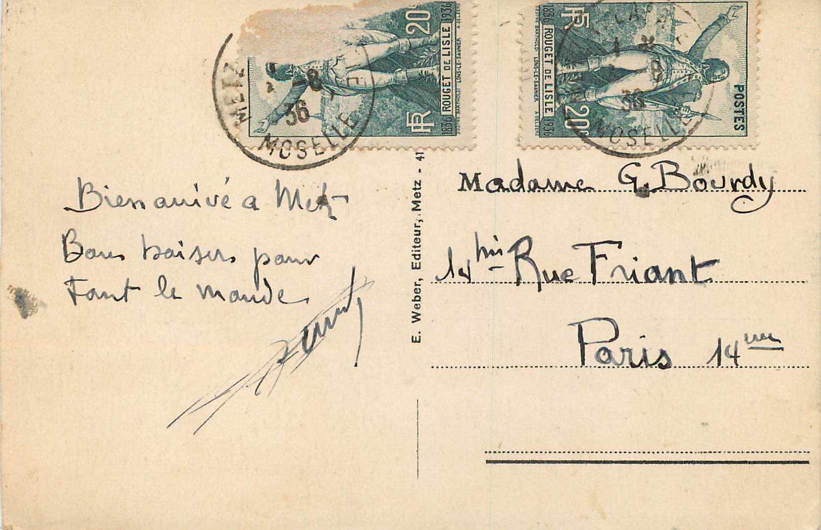 CPA Metz Fontaine Boufflers — Verso
