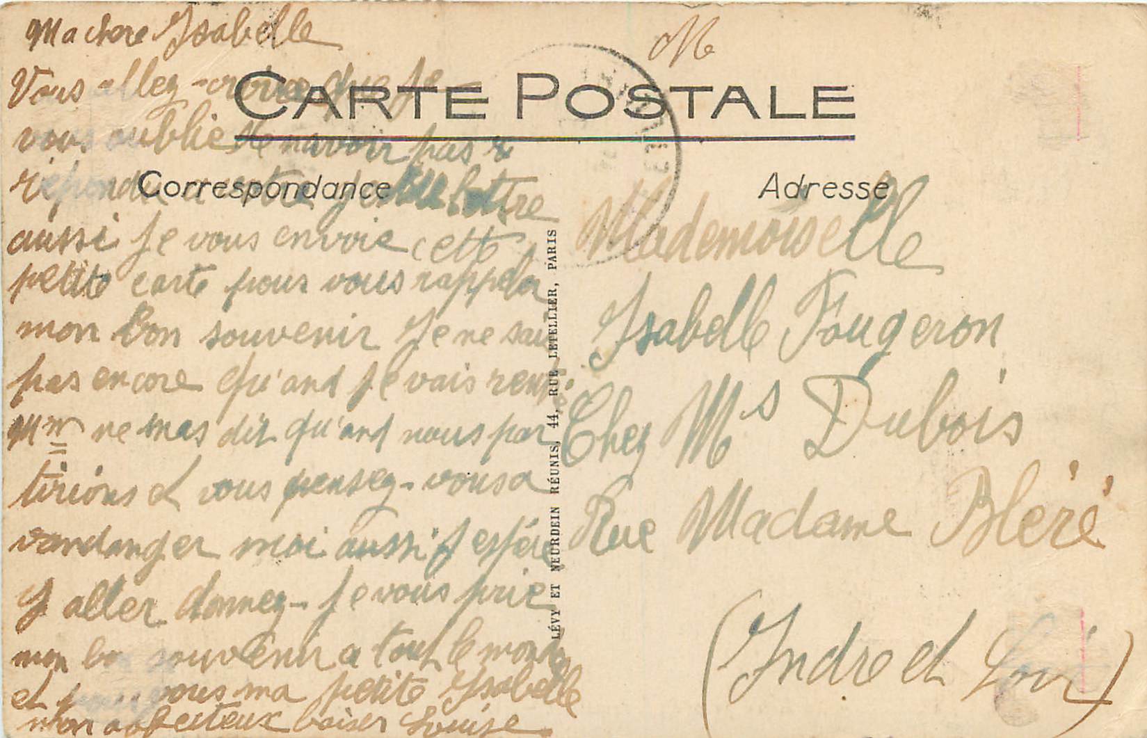 CPA Paris la Seine prise du Trocadero — Rückseite
