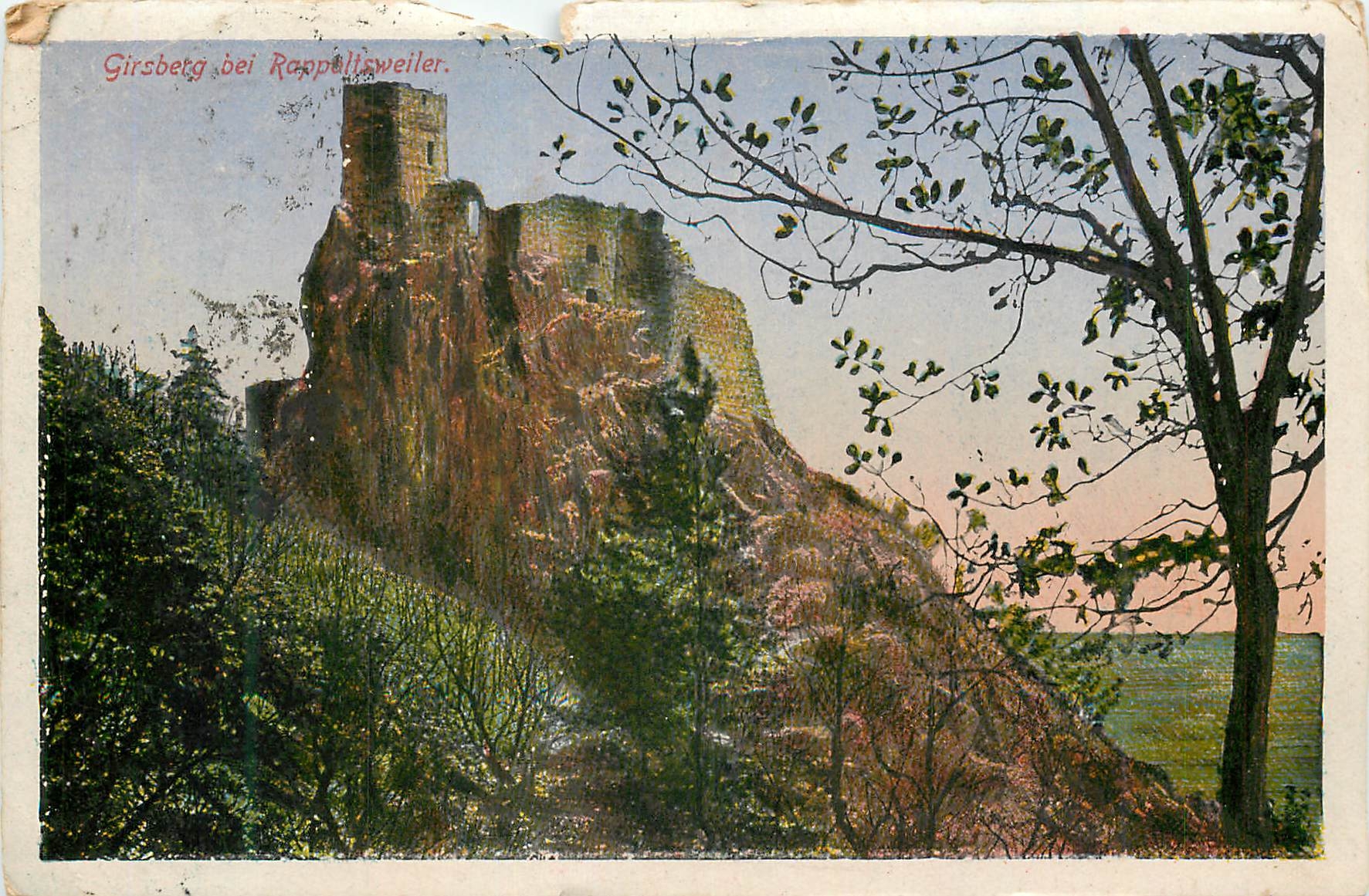 Girsberg bei Rappelisweiler — Ruinen auf Felsen — Felix Luib, Kunstverlagsanstalt, Straßburg I.E.