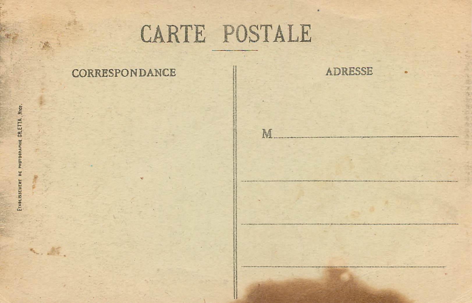 CPA Nice Avenue de la Gare — Verso
