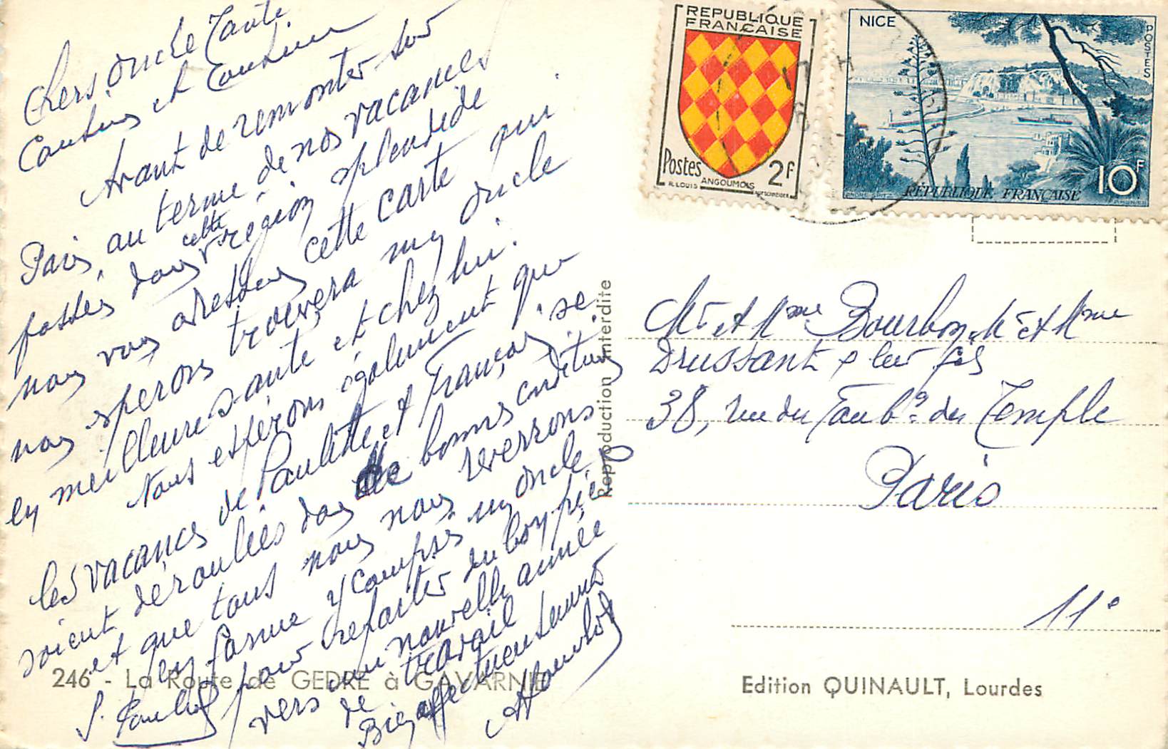 CPM La Route de Gedre a Gavarne — Verso