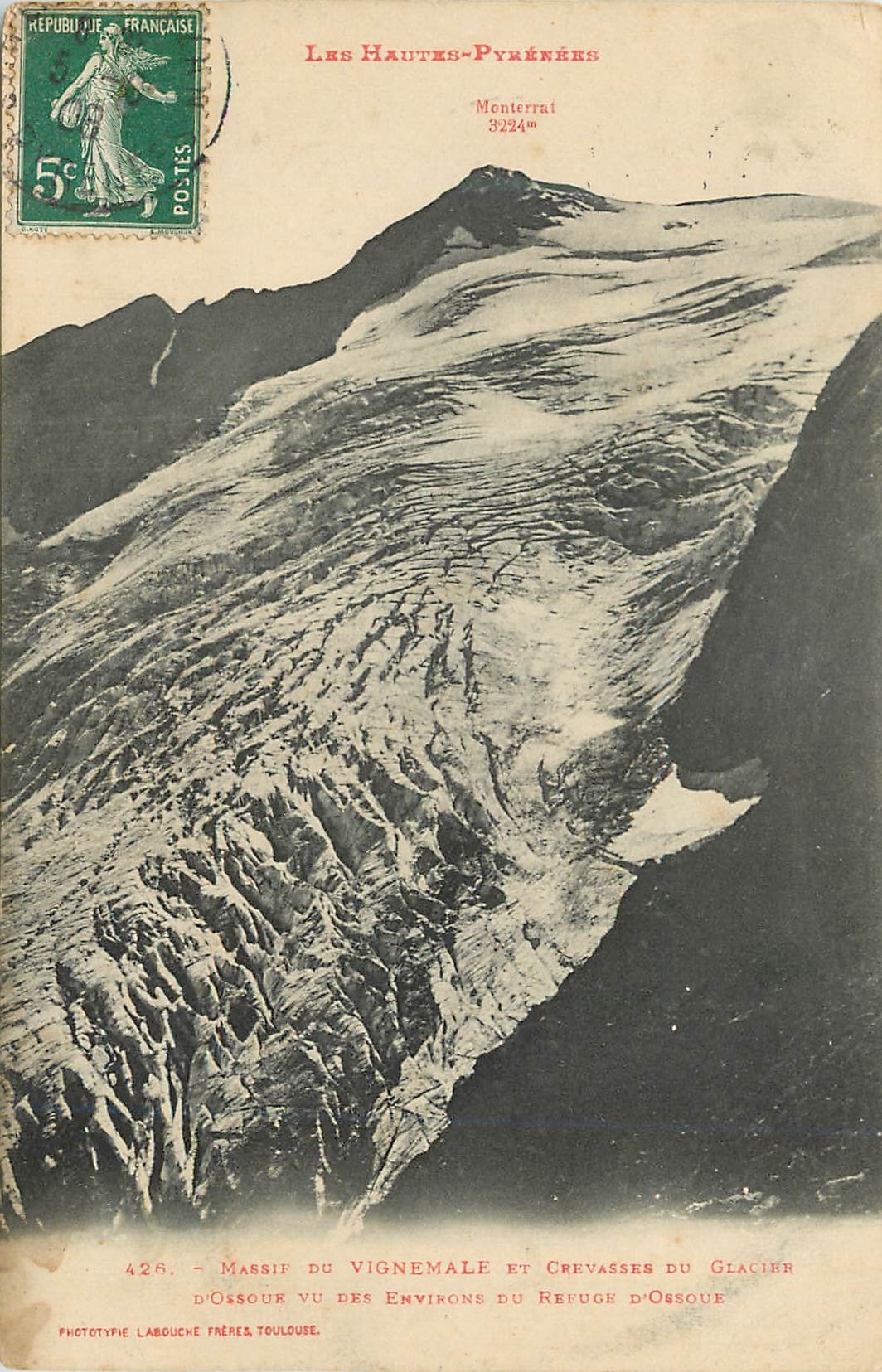 Massif du Vignemale et crevasses du glacier d'Ossoue — Les Hautes-Pyrénées — Phototype Labouche Frères, Toulouse