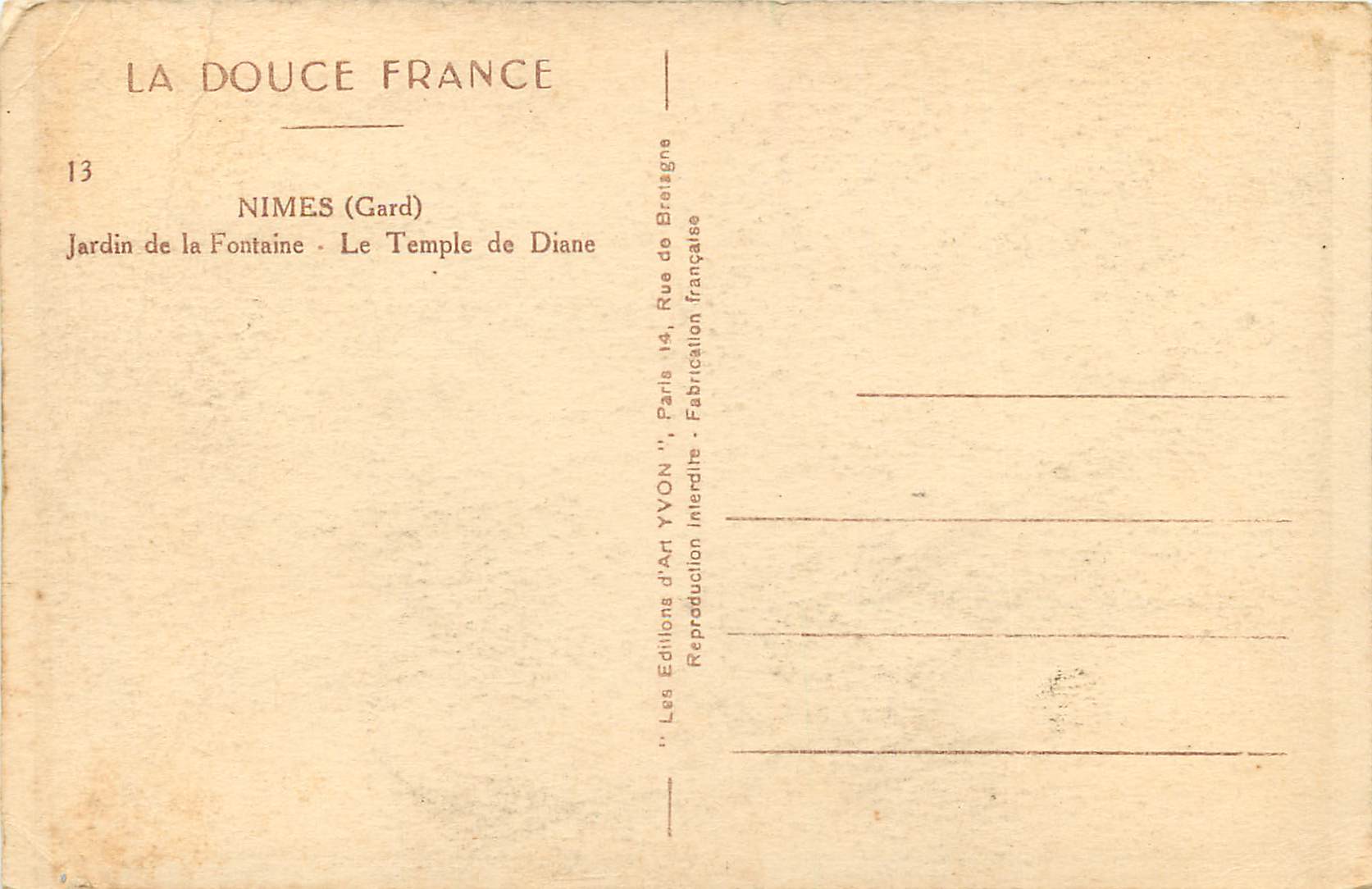 Nîmes (Gard) — Jardin de la Fontaine, Le Temple de Diane — Éditions YVON — Reverso