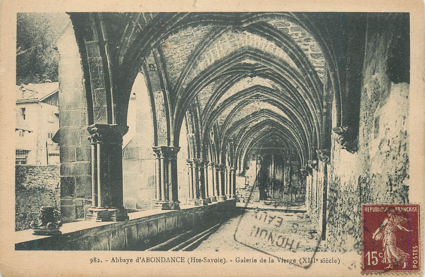 Abbaye d'Abondance (Hte-Savoie) — Galerie de la Vierge (XIIIe siècle) — éditeur L. Fauraz, n° 982