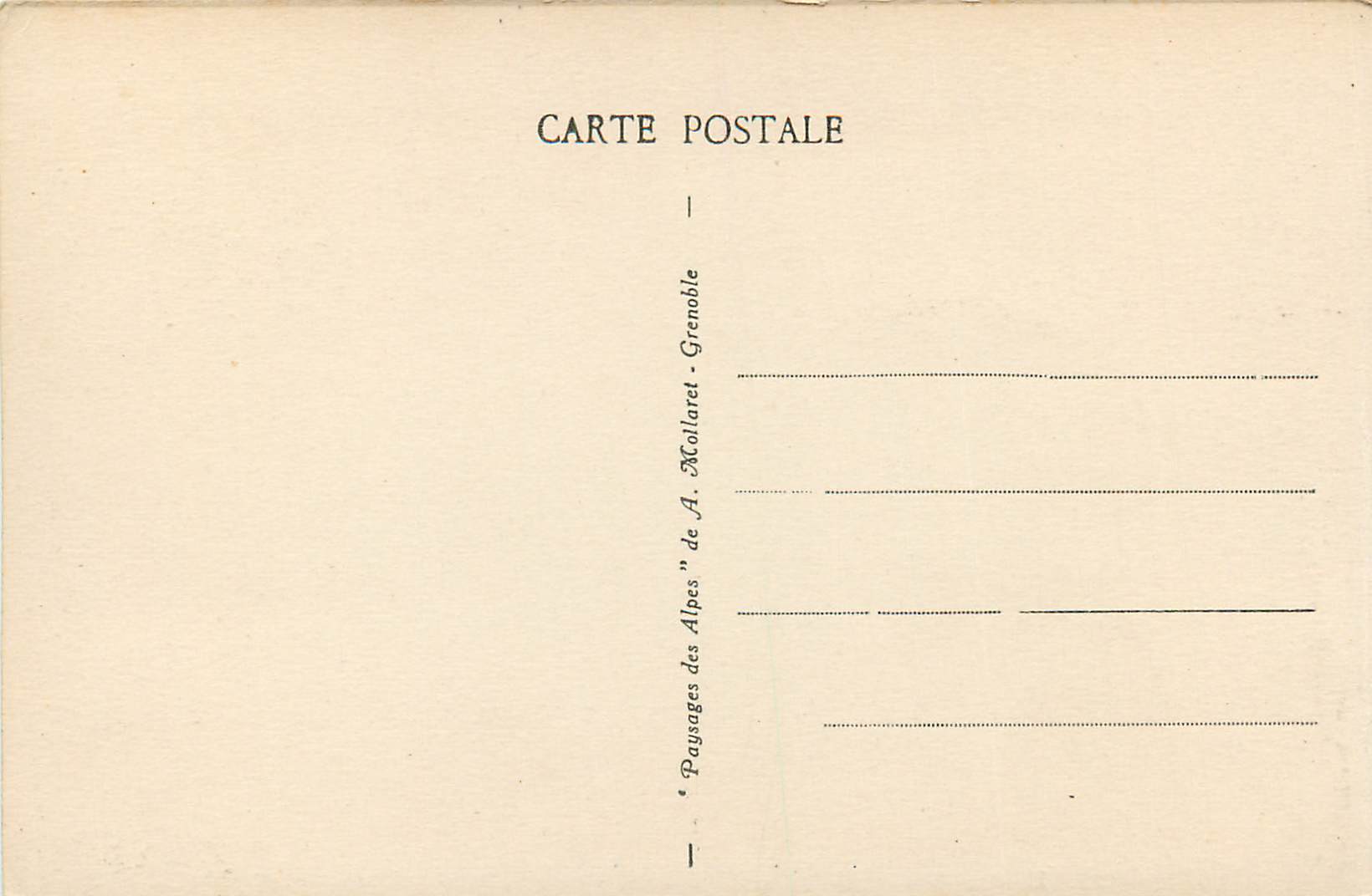 Gorges de Daluis — Sur la Route des Alpes — Le Coup de Sabre — Éditeur A. Mollaret, Grenoble — Verso