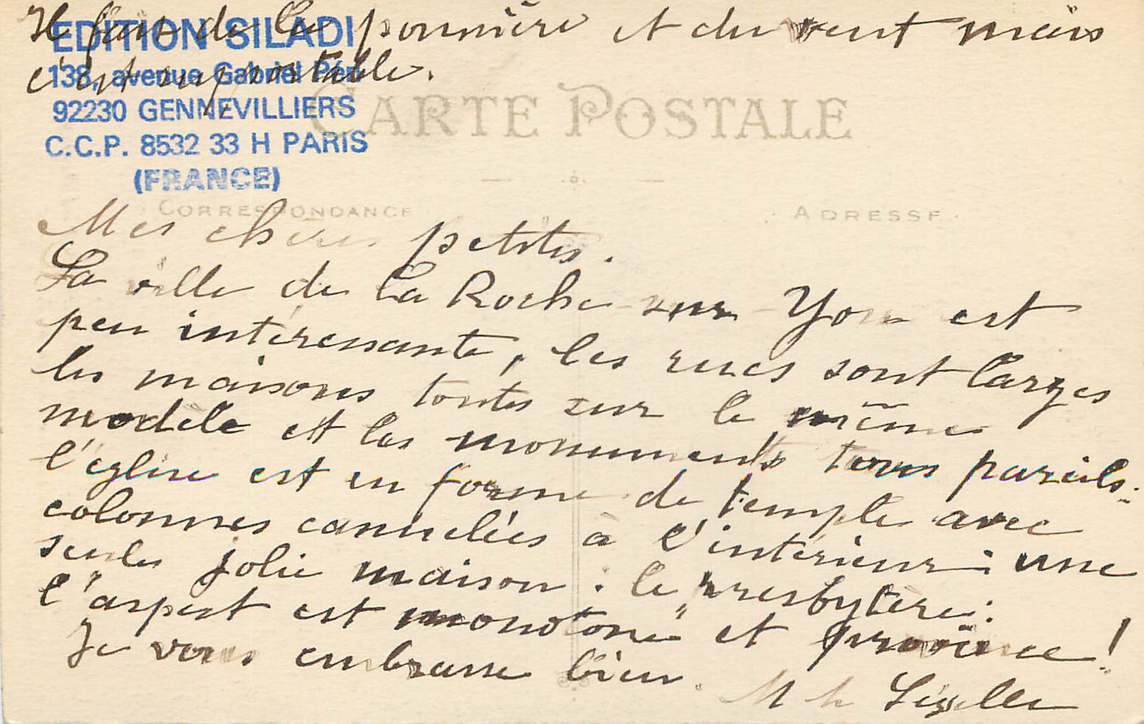 CPA Celebre Peintre Yonnais du XIXe Siecle La Roche Paul Baudry — Rückseite