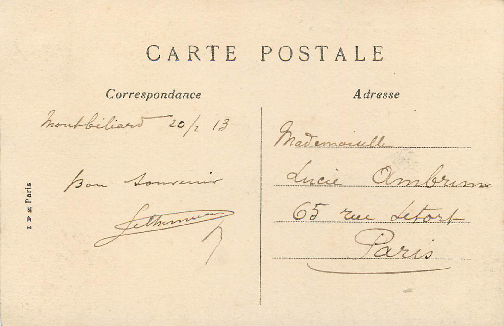 CPA Montbeliard Le Chateau — Rückseite