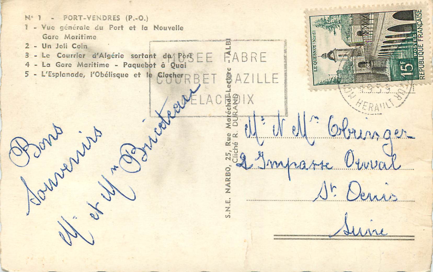 CPM Souvenir de Port Vendres Vue Generale Bateau — Rückseite