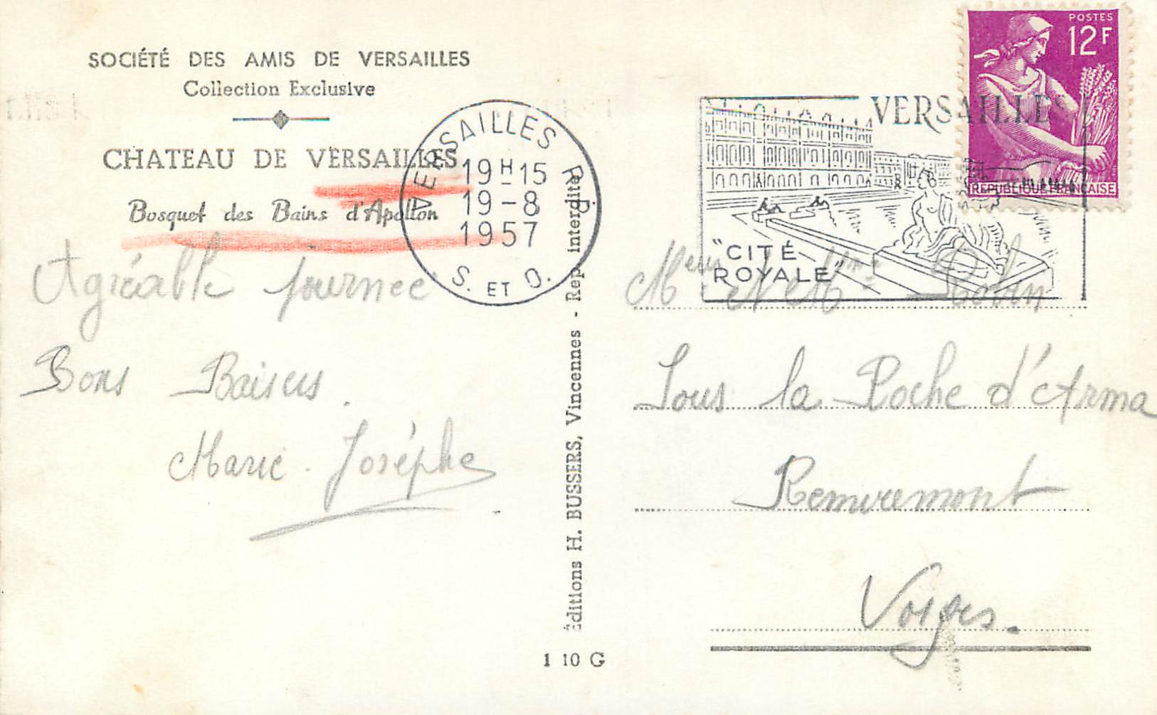 Bosquet des Bains d'Apollon — Château de Versailles — Société des Amis de Versailles — Rückseite