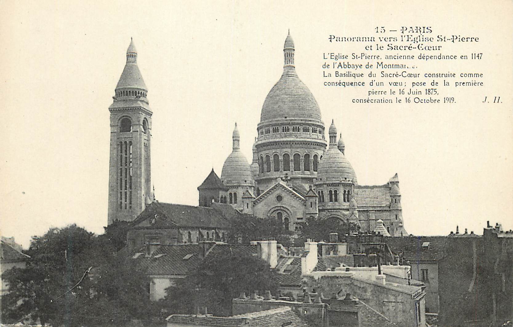 CPA Paris Panorama vers l'Eglise St Pierre et le Sacre Coeur