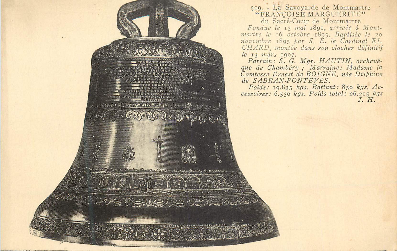 CPA la Savoyarde de Montmartre Francoise Marguerite Fondue le 13 Mai 1891 Arrivee a Montmartre le 16 Octobre 1895 Cloche