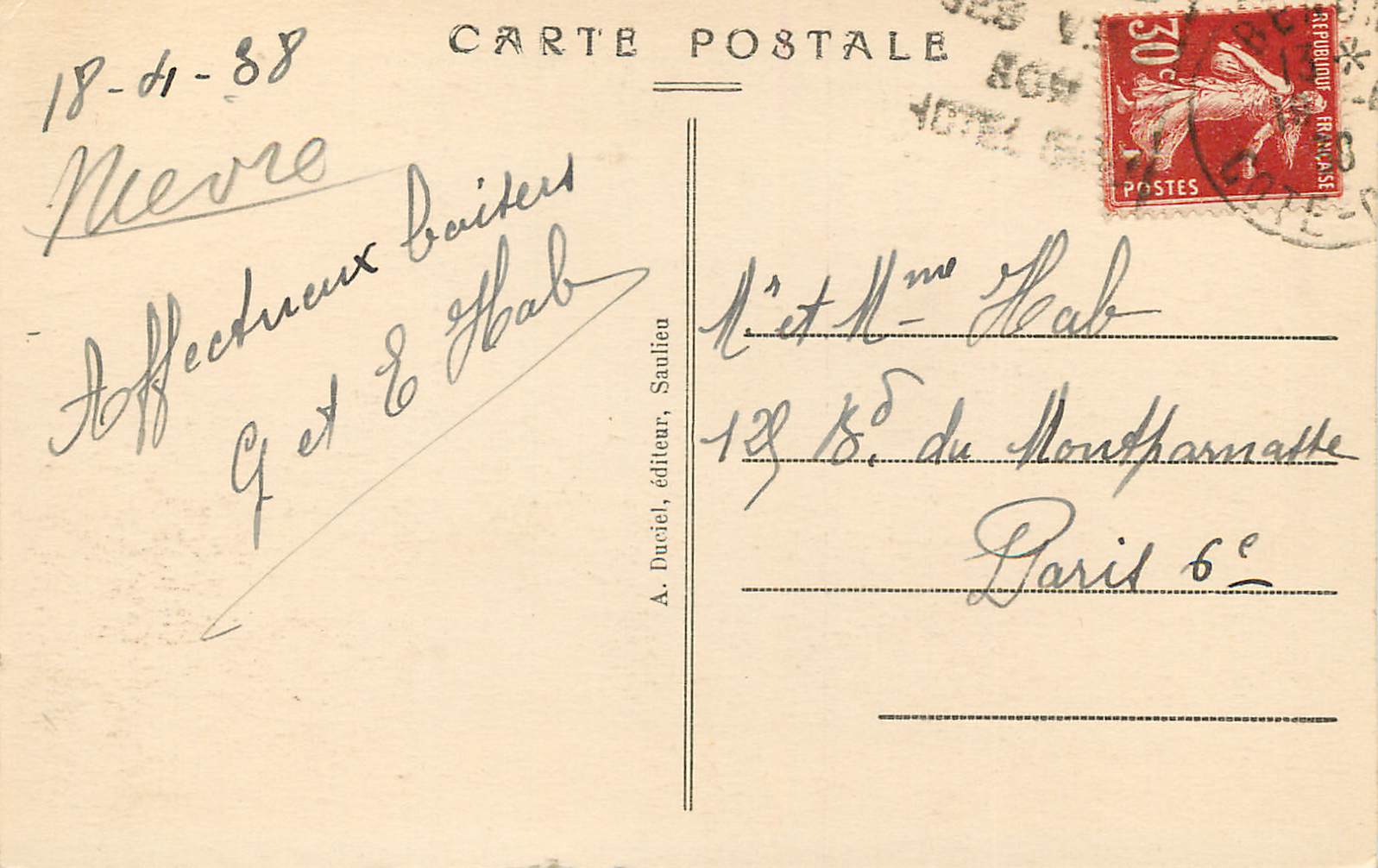 See der SETTONS — In Morvan — A. Duciel, Verlag, Santieu — Rückseite