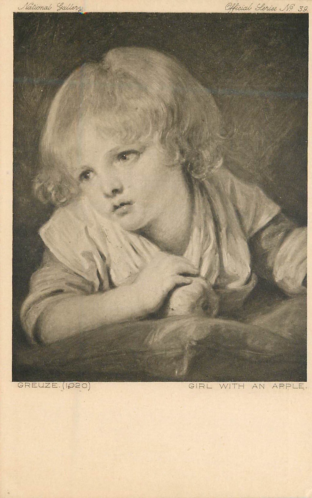 CPA Greuze Girl with an Apple