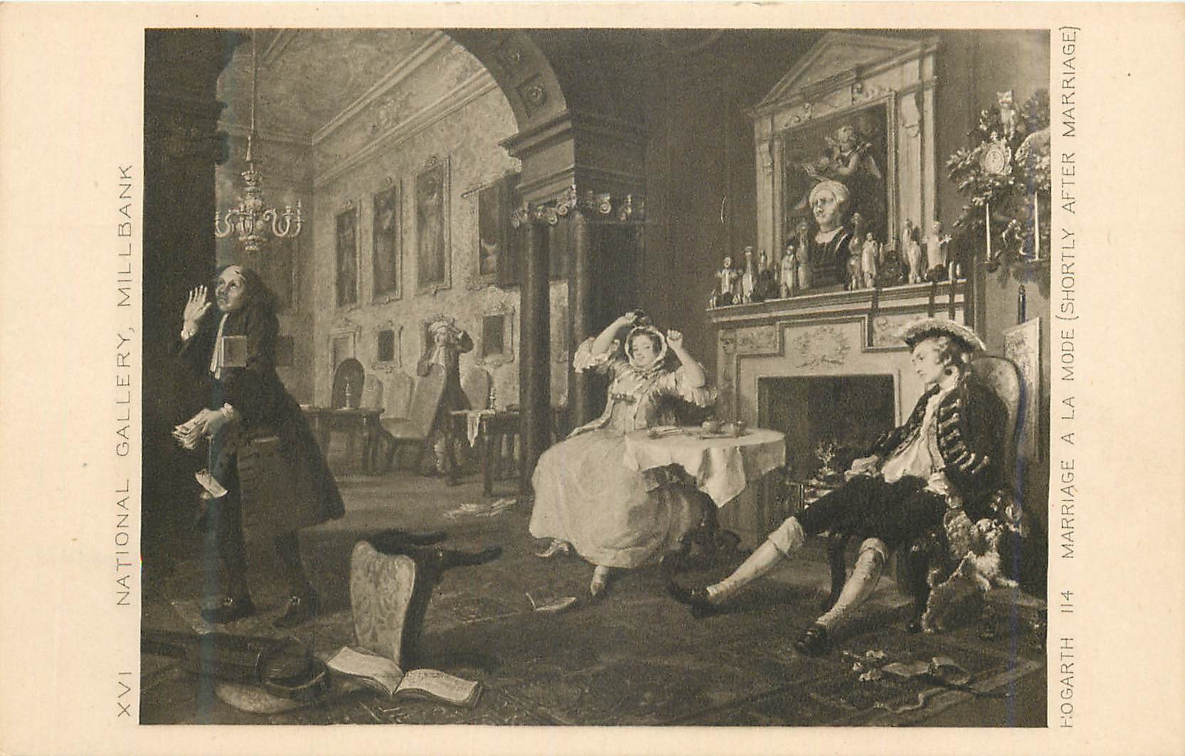 CPA National Gallery Millbank Hogarth Marriage a la Mode( Shortly after Marriage)