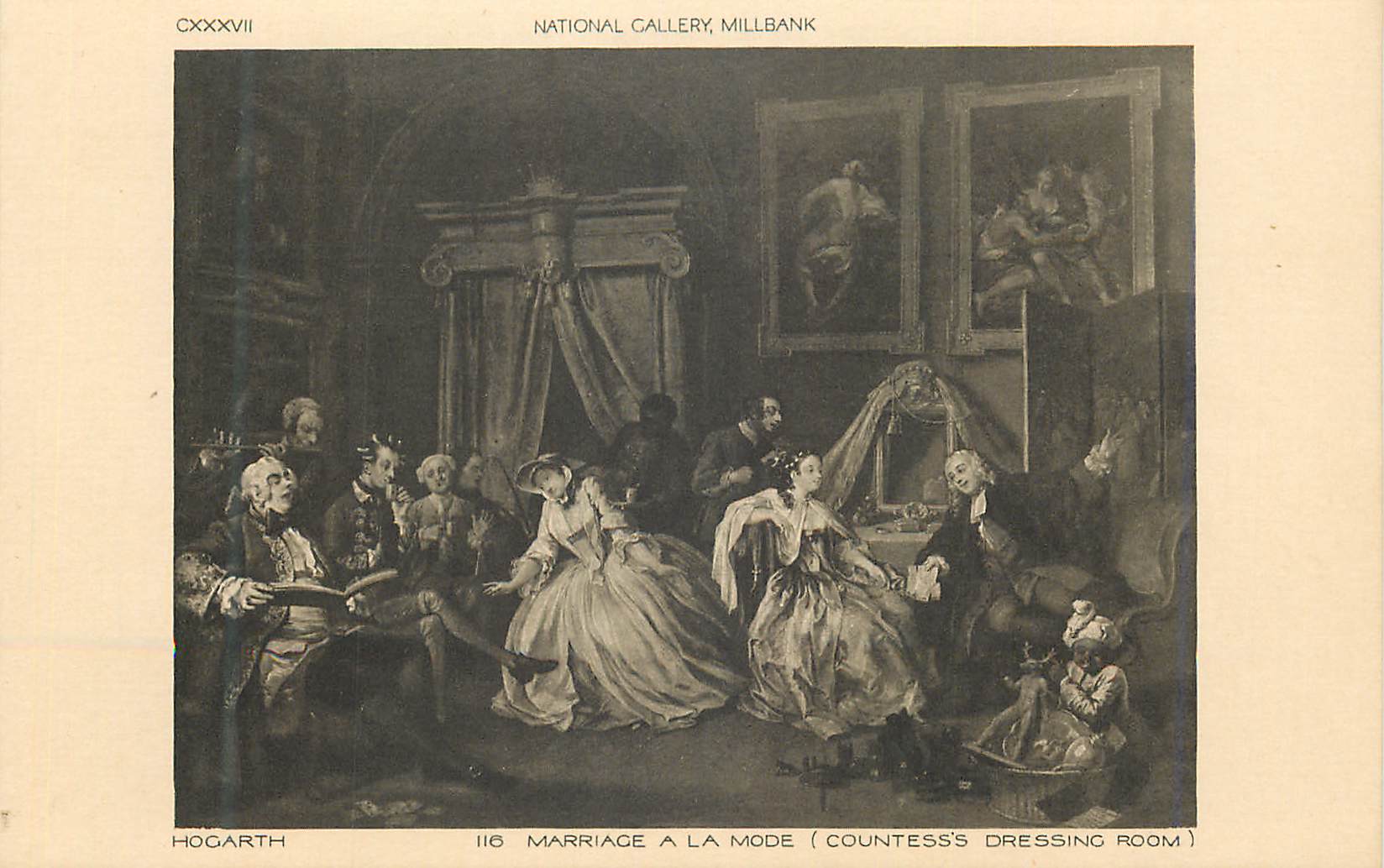 CPA National Gallery Millbank Hogarth Marriage a la Mode (Countess Dressing Room)