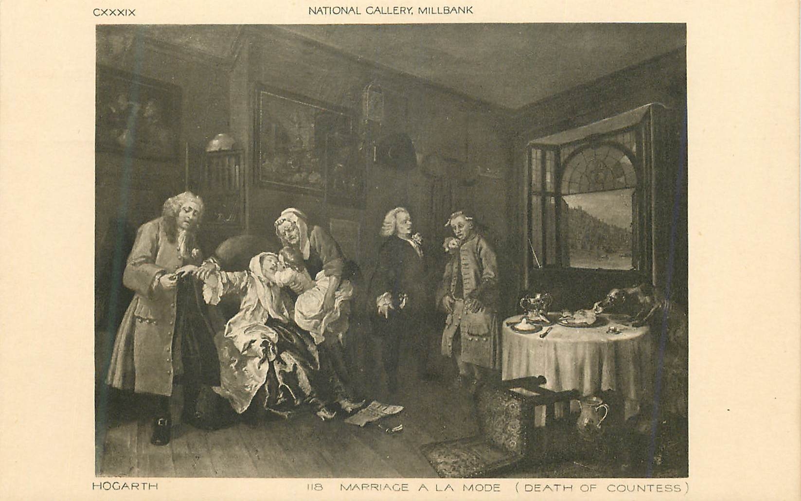 CPA National Gallery Millbank Hogarth Marriage a la Mode (death of Coutess)