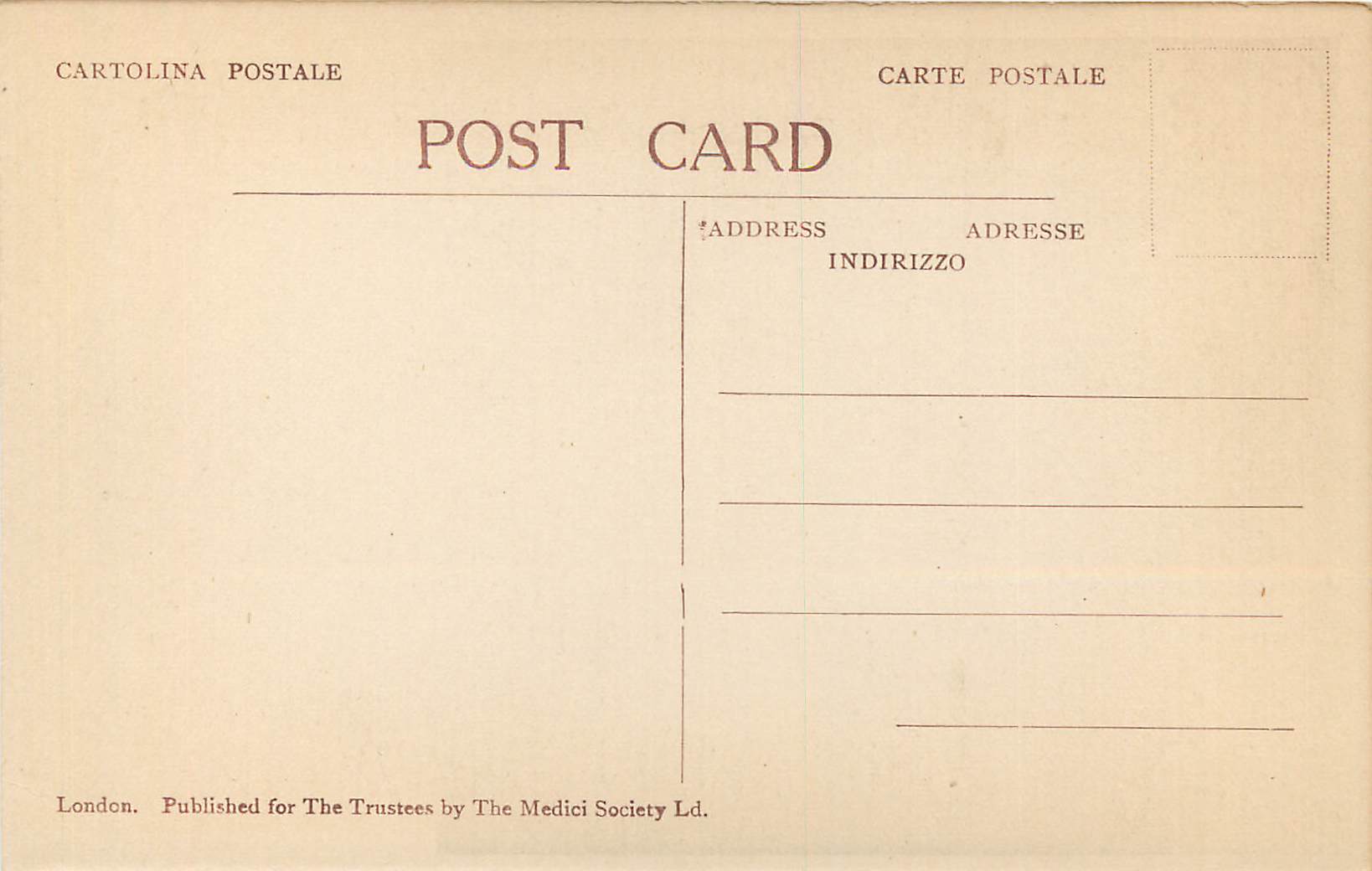 CPA National Gallery Millbank the Baillie Family — Verso