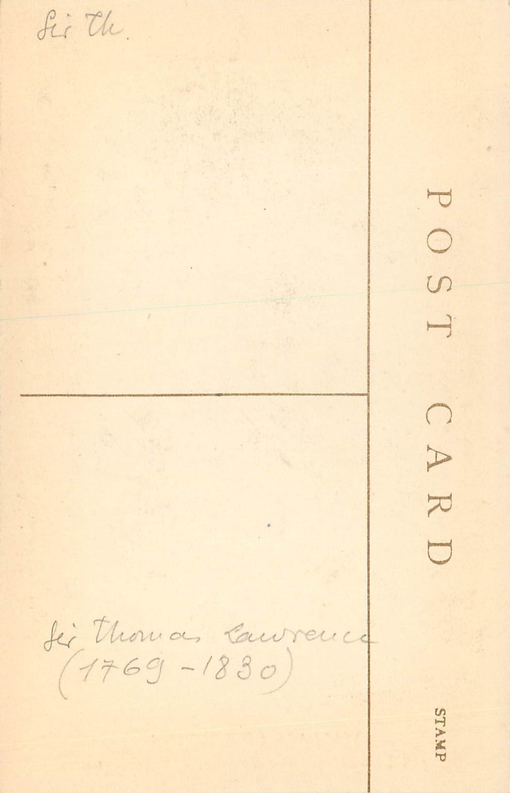 CPA Wallace Collection Lawrence the Countess of Blessington — Verso