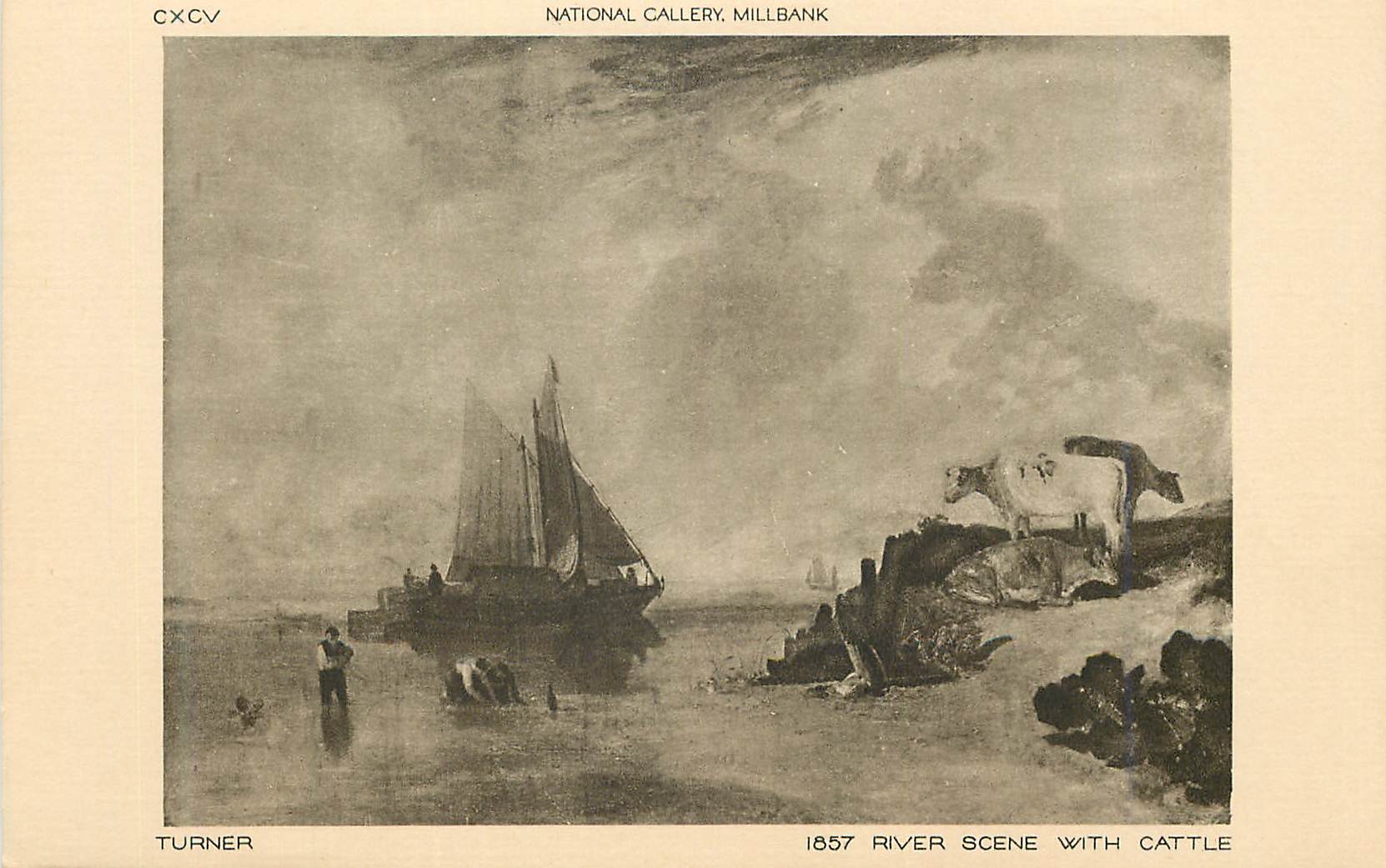 CPA National Gallery Millbank Turner River Scene with Cattle