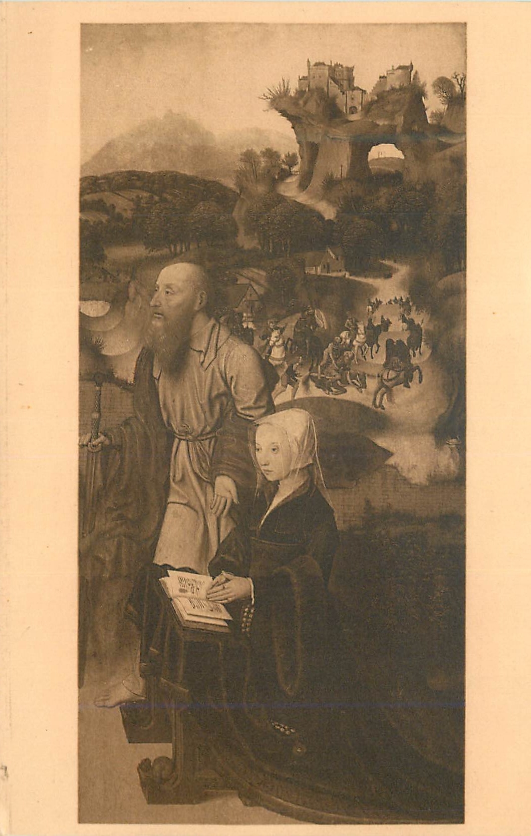 Jan Mostaert (1475-1556) — Donat. recommandée par St. Paul — Édition D. 327, Musée de Bruxelles