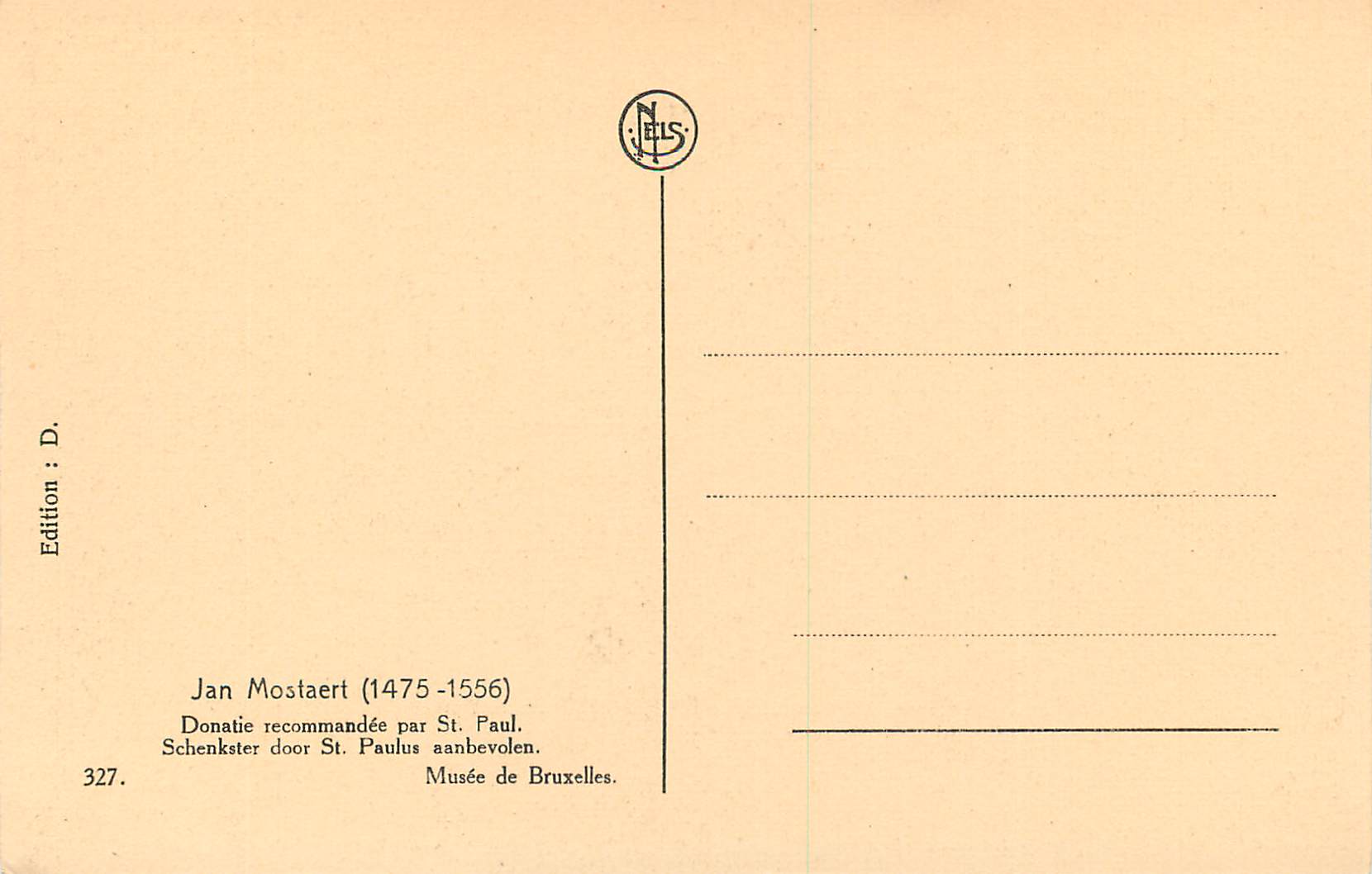 Jan Mostaert (1475-1556) — Donat. recommandée par St. Paul — Édition D. 327, Musée de Bruxelles — Rückseite