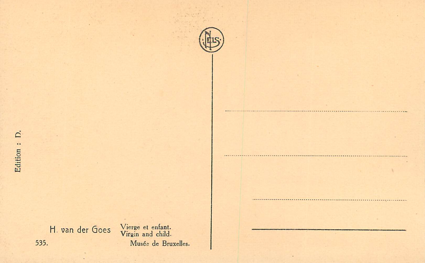 CPA H Van Der Goes Vierge et Enfant Musee de Bruxelles — Rückseite