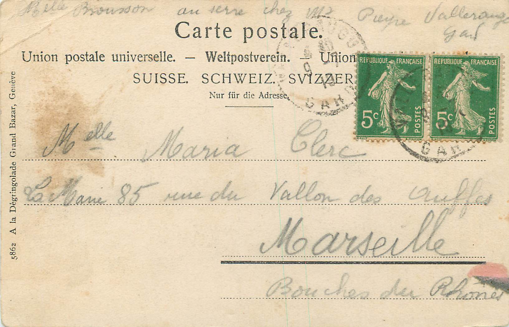 Montanvert — Meer von Eis und die Grand Jorasses — Verlag nicht sichtbar — Rückseite