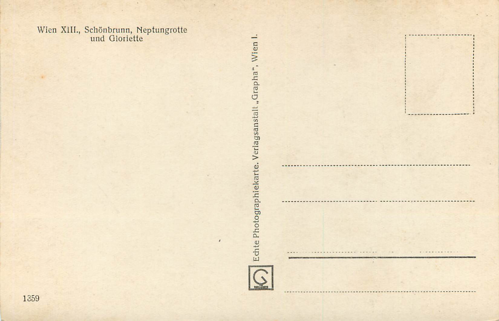 CPM Wien XIII Schonbrunn Neptungrotte und Gloriette — Verso