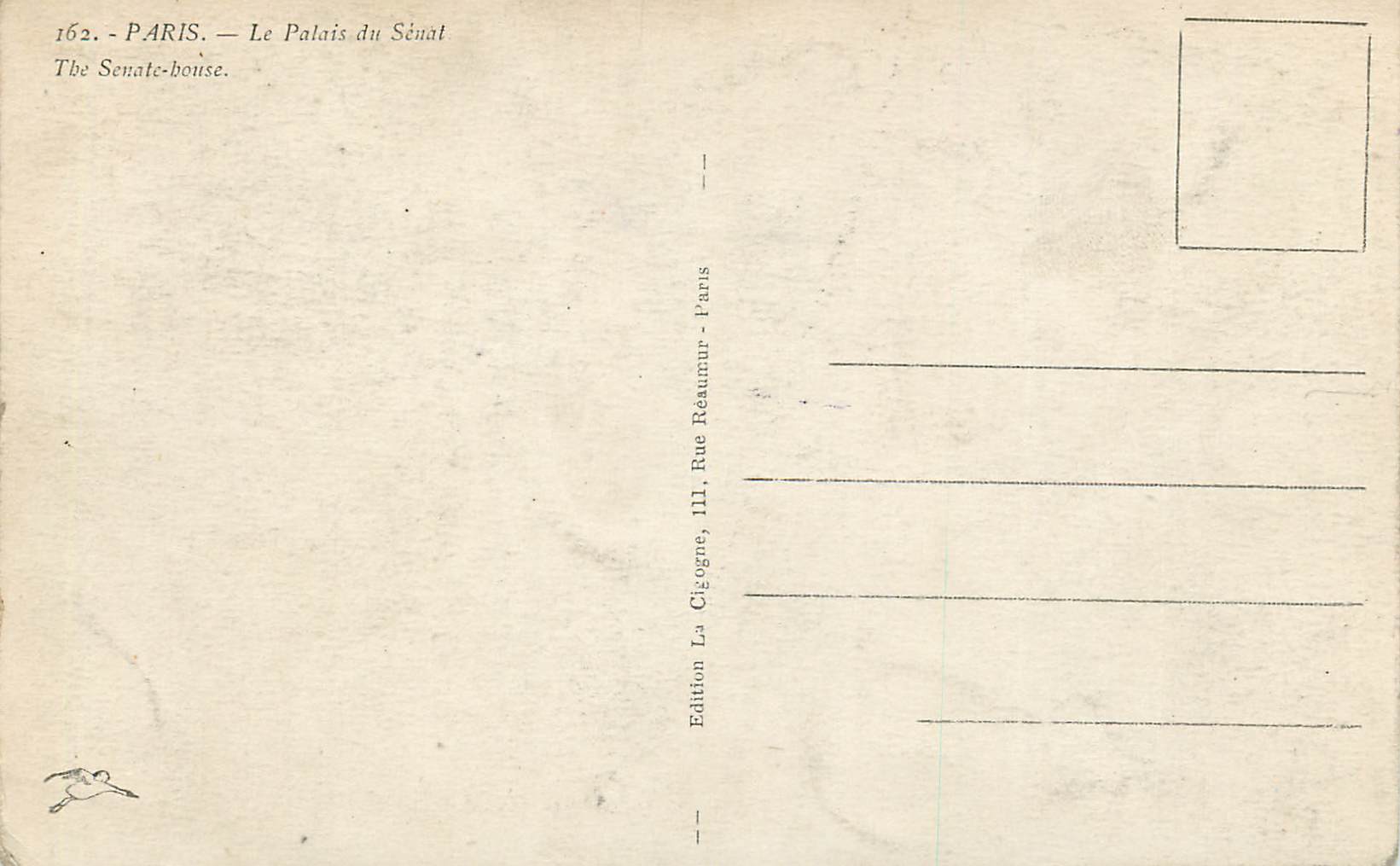 CPA Paris Le Palais du Senat — Verso