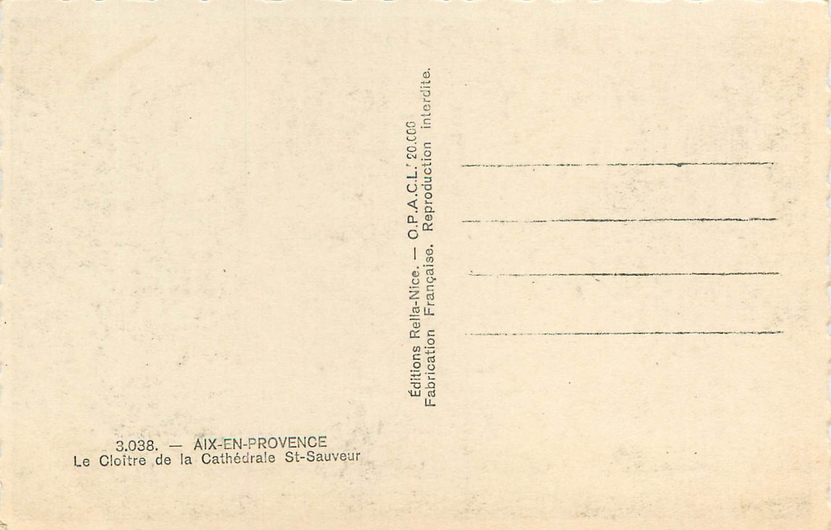 CPM Aix en Provence Le Cloitre de la Cathedrale St Sauveur — Verso