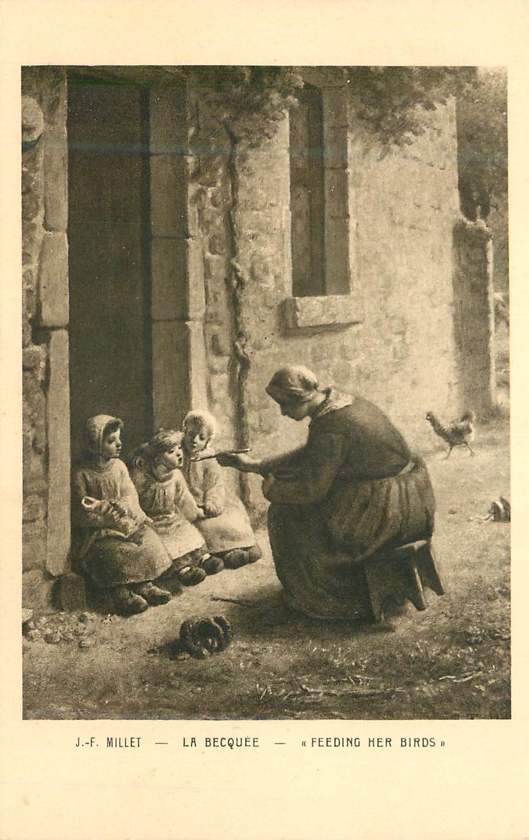 CPA Millet la Becquee Feeding Her Birds