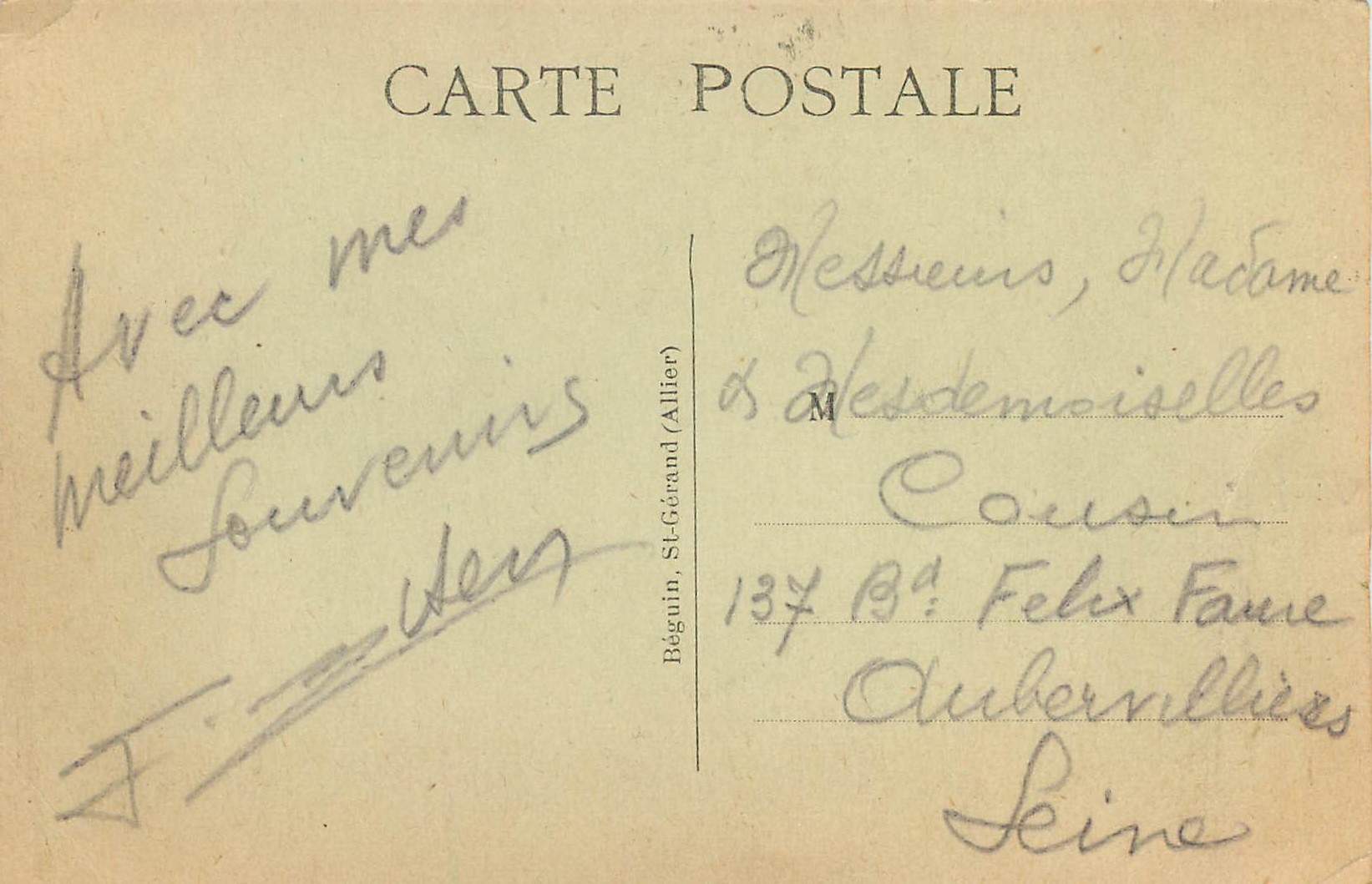 CPA Saint Pourcain sur Sioule — Rückseite