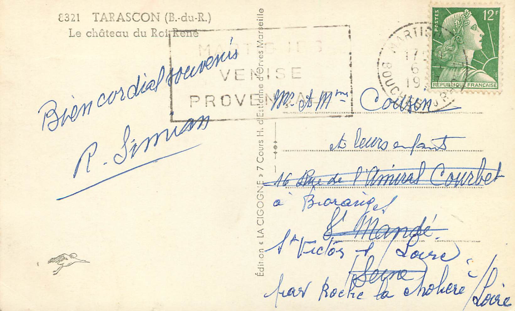CPM Tarascon (B du R) le Chateau du Roi Rene — Rückseite