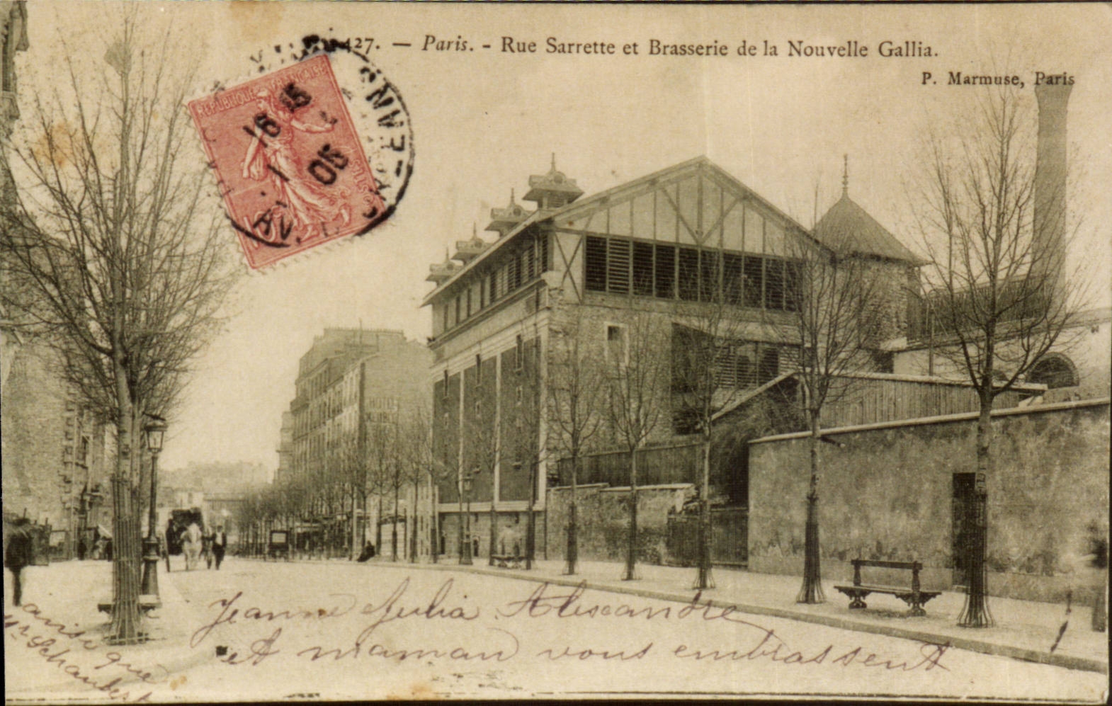 Paris 14 REPRODUCTION Rue Sarrette et Brasserie de la Nouvelle Gallia- CPA