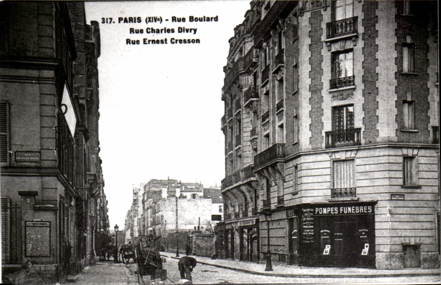 Paris 14 REPRODUCTION Rue Boulard - Rue Charles Divry - Rue Ernest Cresson - Pompes Funebres CPA
