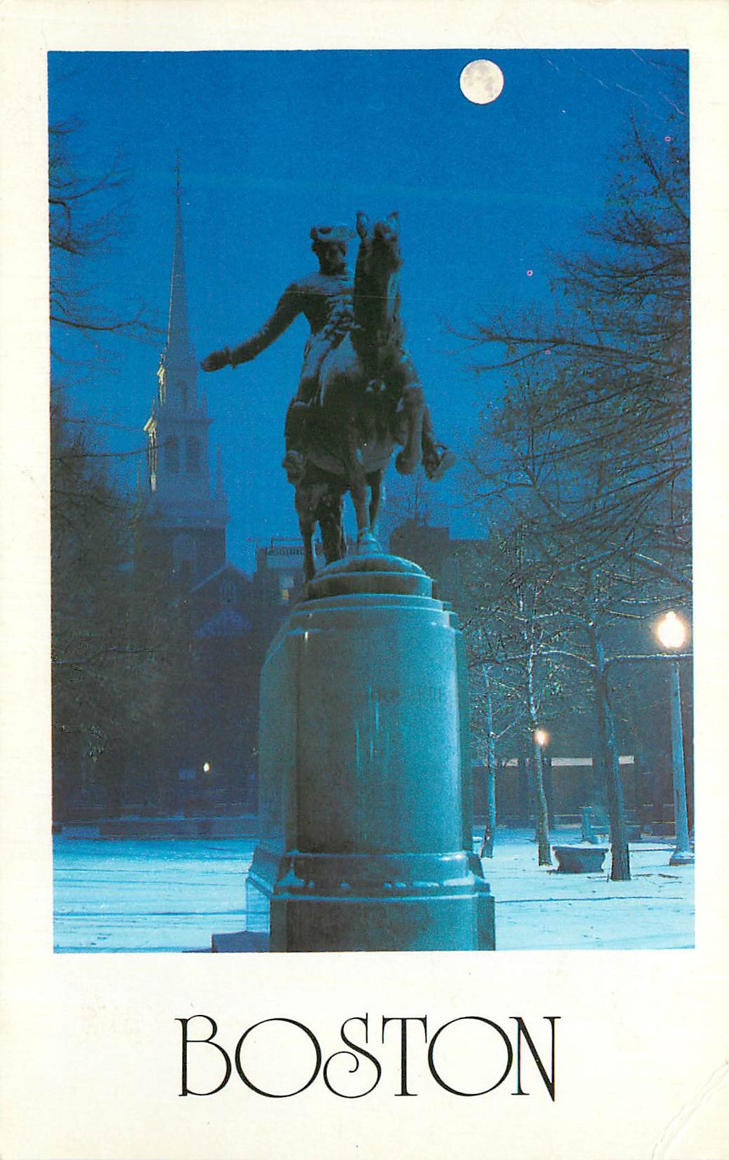 CPM Old north church and paul revere statue at twilight salem street boston mass