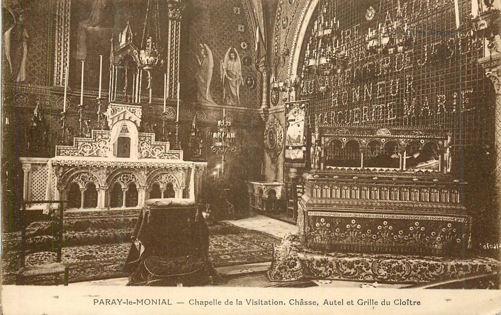 CPA Paray le monial chapelle de la visitation chasse autel et grille du cloitre