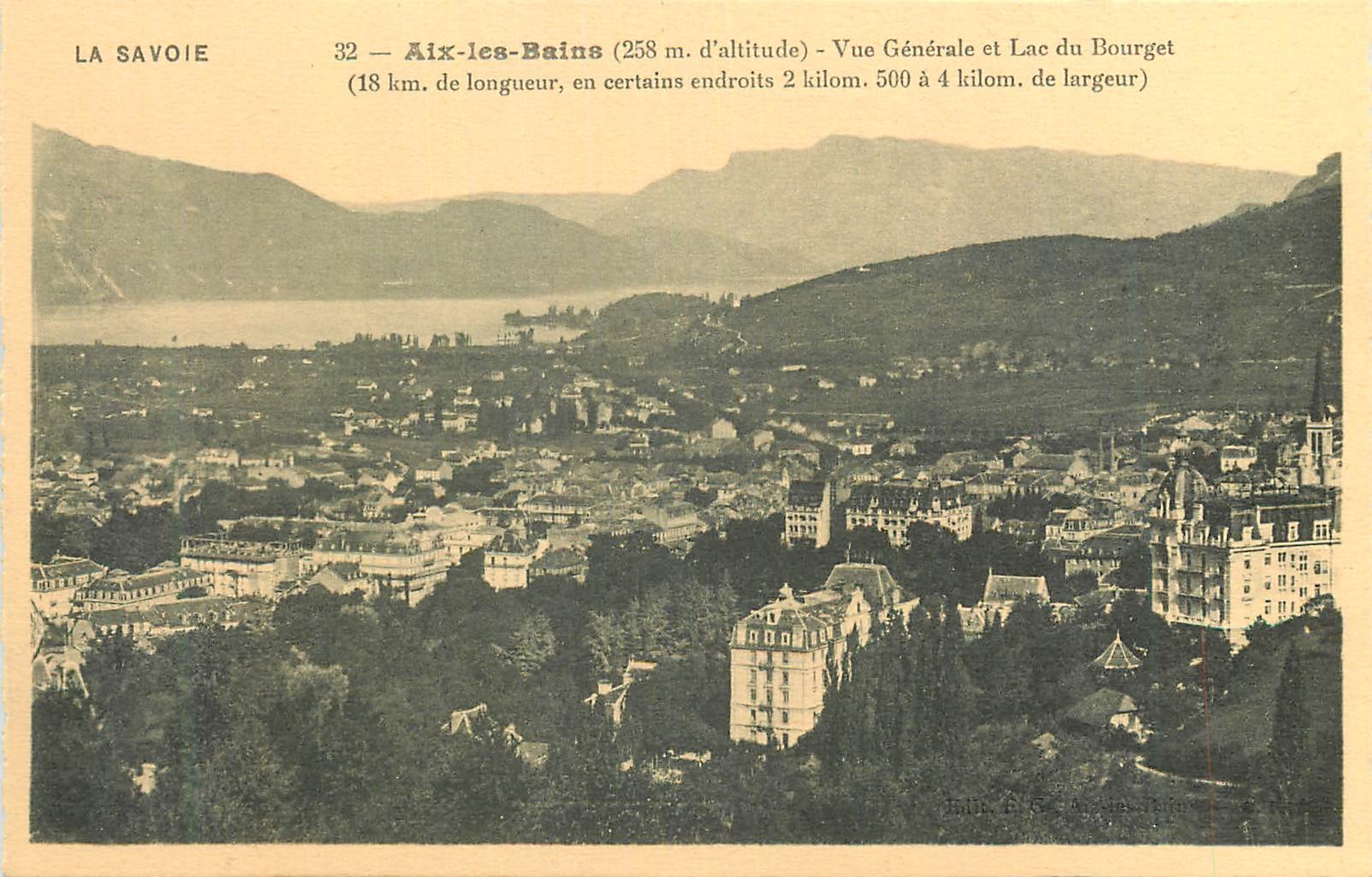 CPA La savoie 32 aix les bains (258 m d altitude) vue generale et lac du bourget