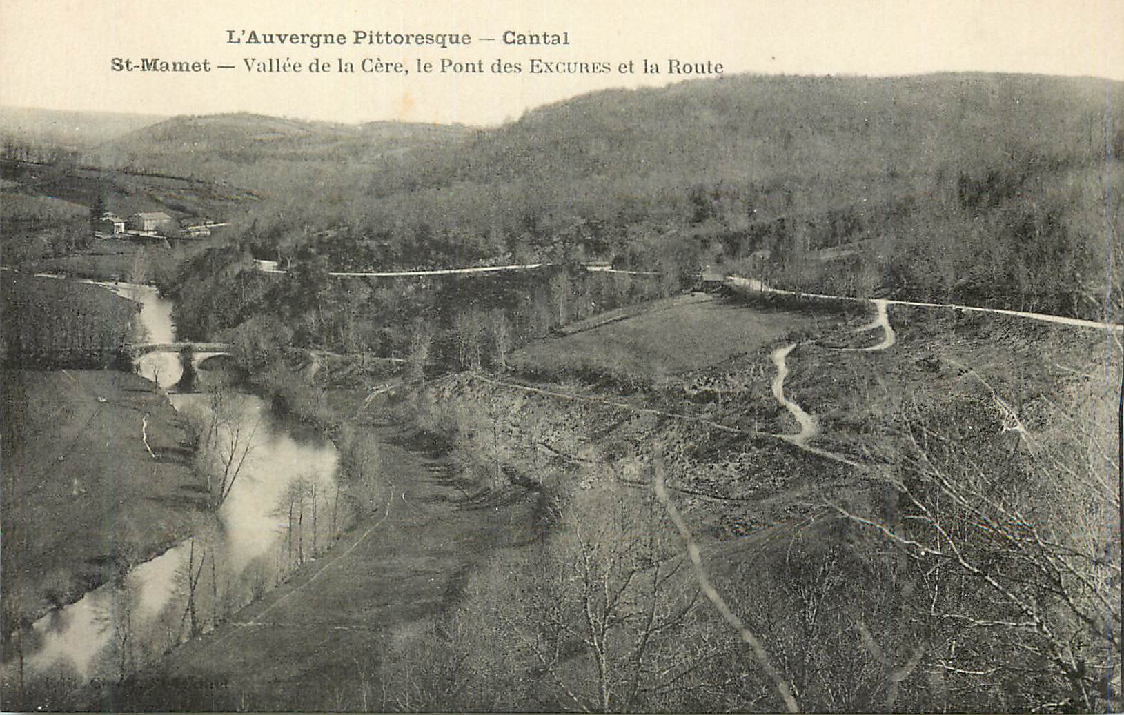 CPA L auvergne pittoresque cantal st mamet vallee de la cere le pont des excures et la route