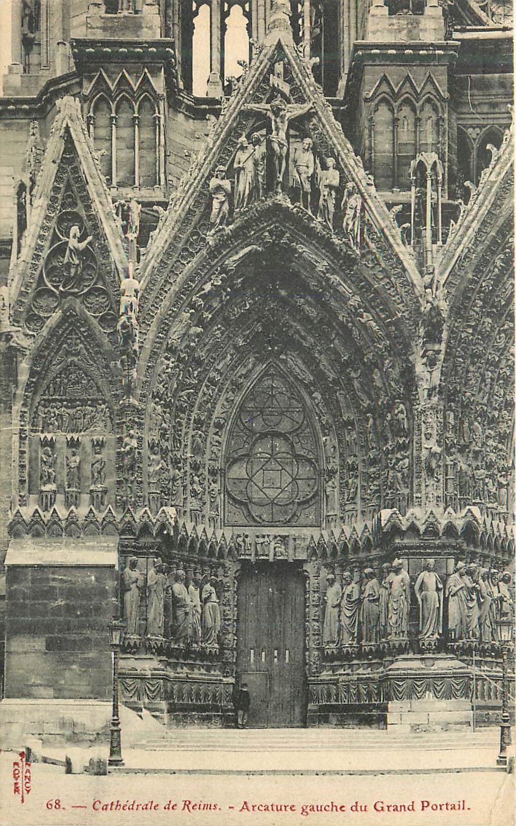 CPA 68 cathedrale de reims arcature gauche du grand portail