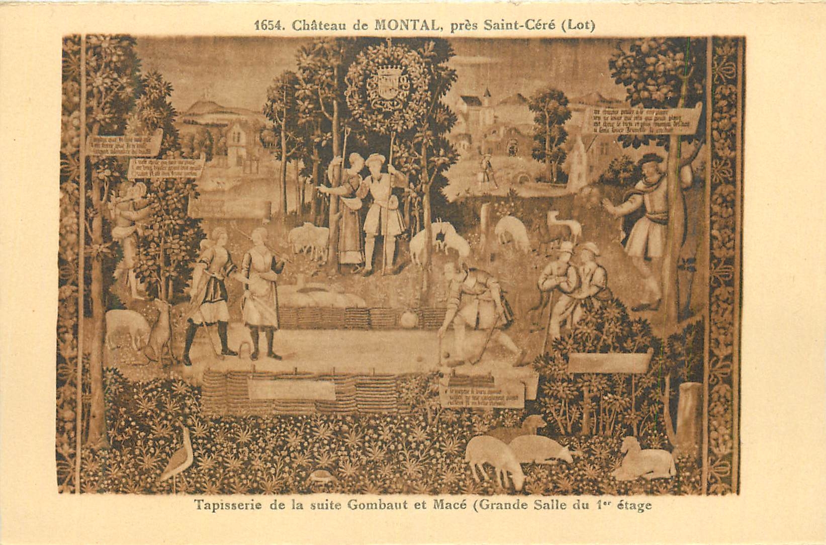 Château de Montal, près Saint-Céré (Lot) — Tapisserie de la suite Gombaut et Macé (Grande Salle du 1er étage) — Éditeur : Librairie Pertuel