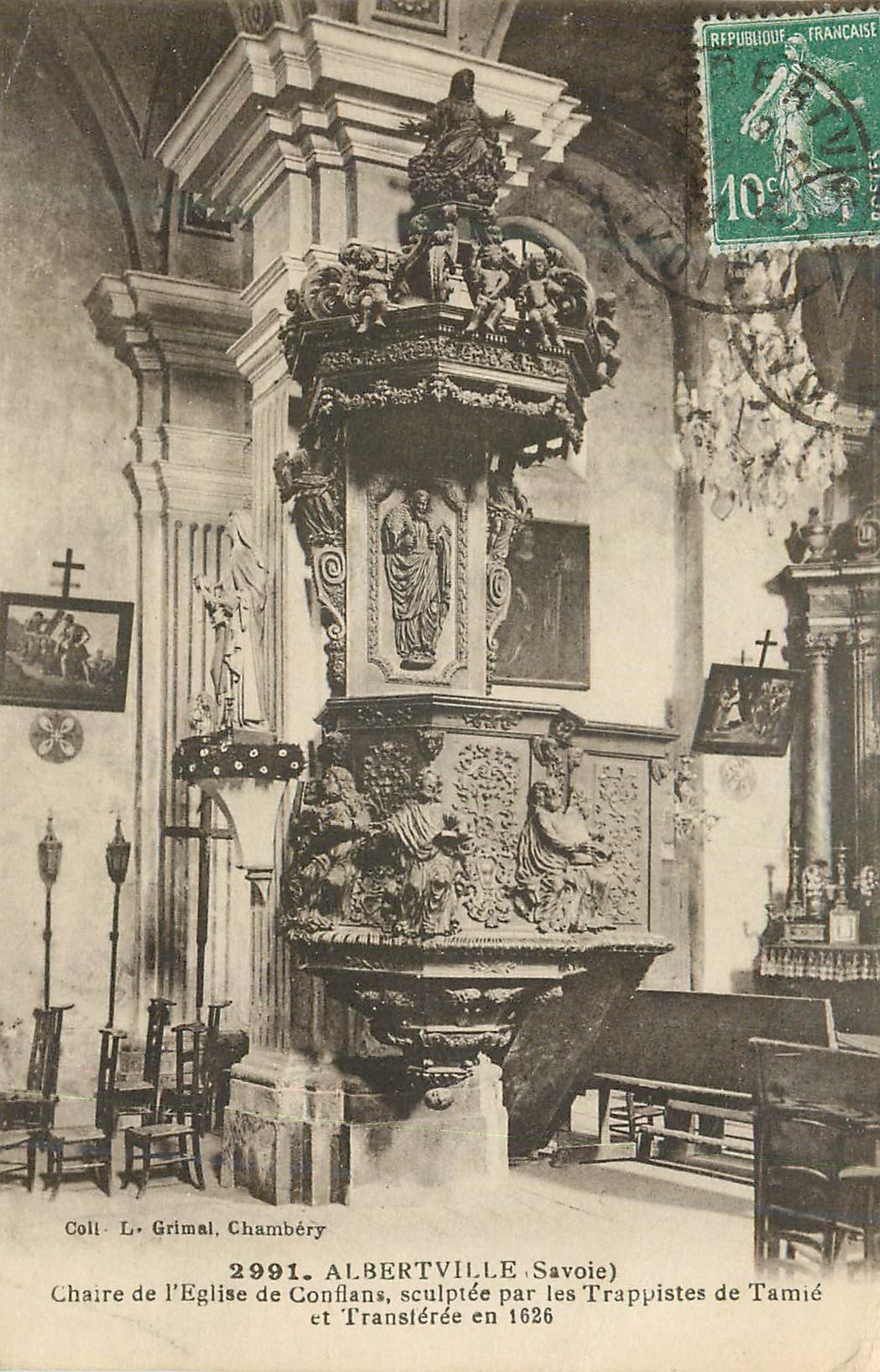 CPA 2991 albertville savoie chaire de l eglise de conflans sculptee par les trappistes de tamie et transferee en 1626