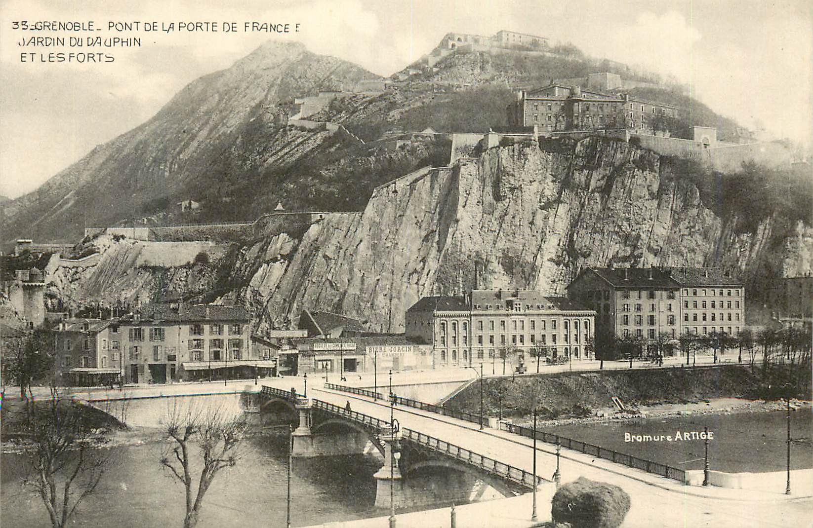 CPA 35 grenoble pont de la porte de france et jardin de dauphin et les forts