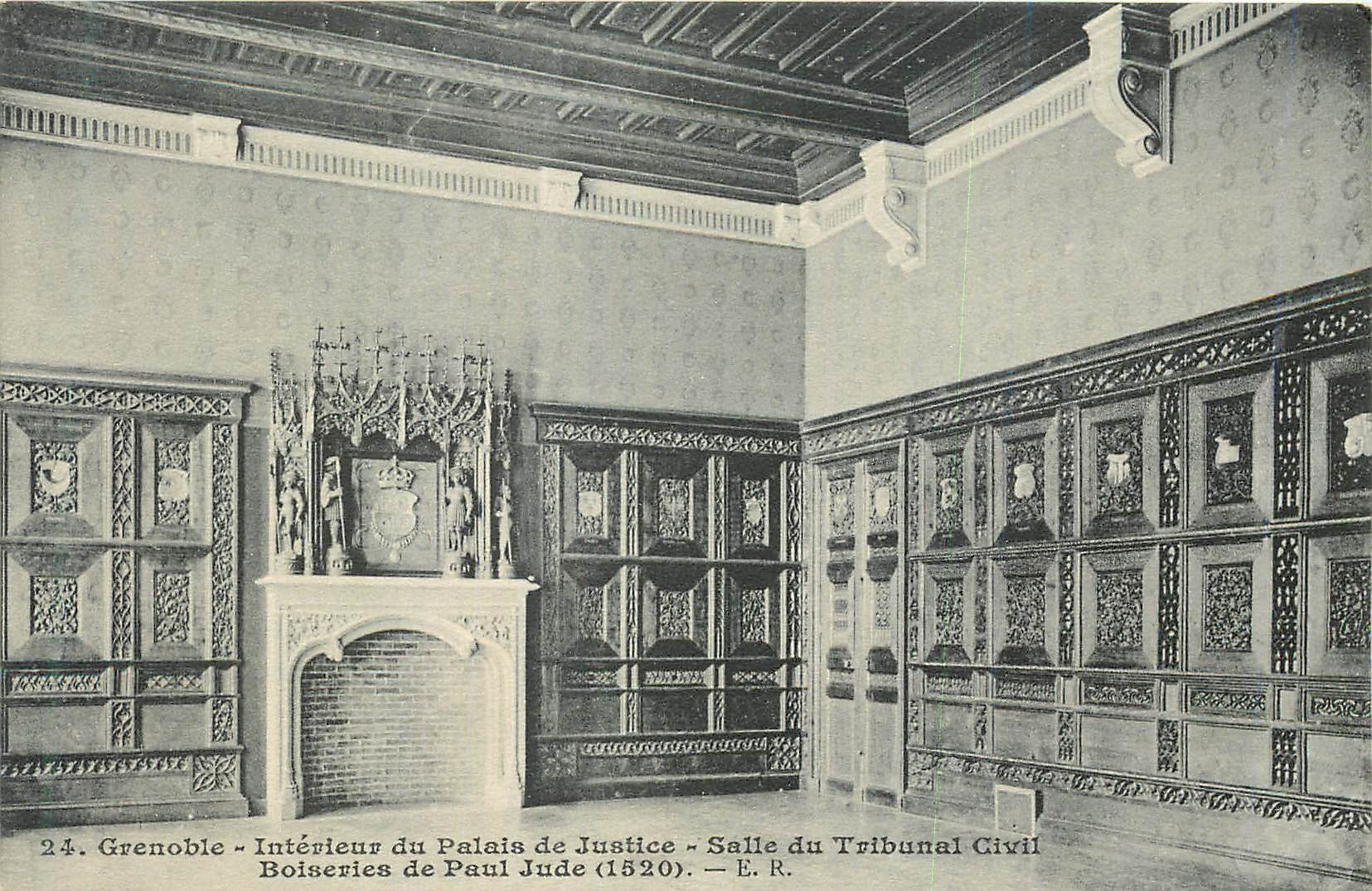 CPA 24 grenoble interieur du palais de justice salle du tribunal civil boiseries de paul jude (1520) ER