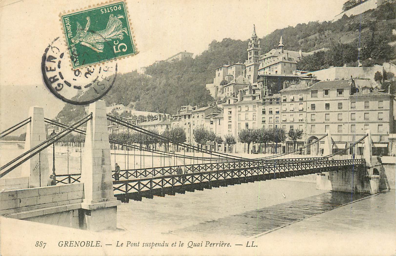 Grenoble — Der Hängebrücke und der Perrière-Quai — LL. — Nr. 887