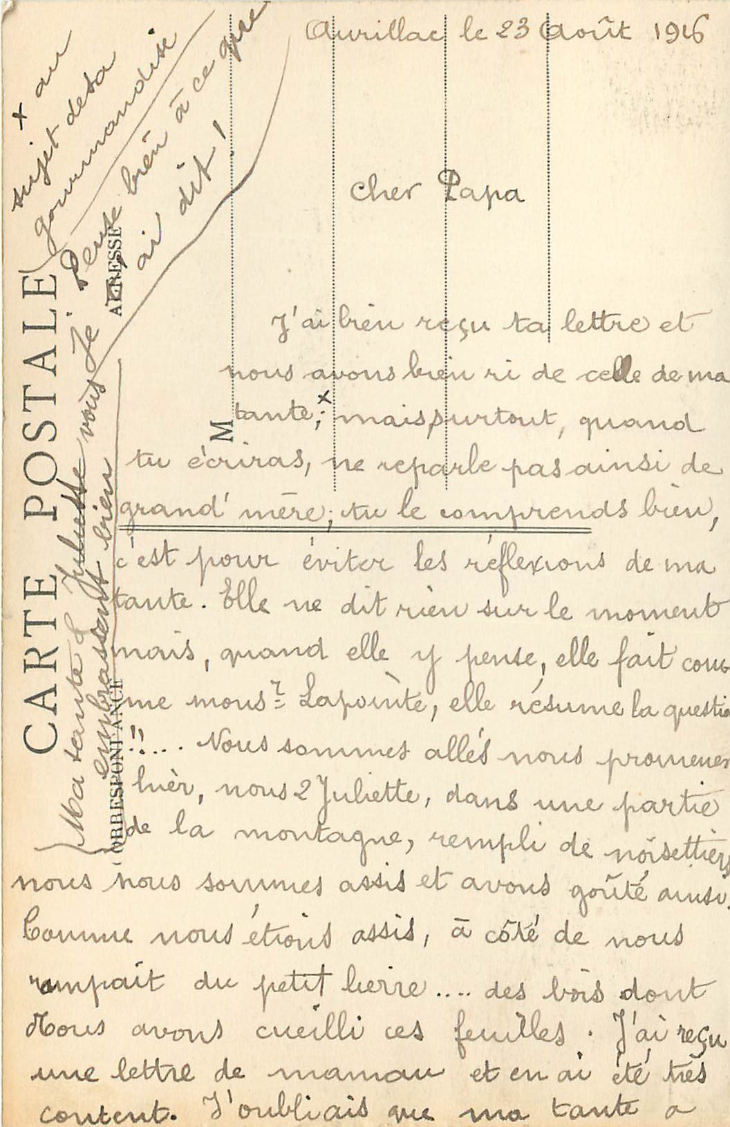 CPA 722 aurillac (cantal) chateau st etienne — Rückseite