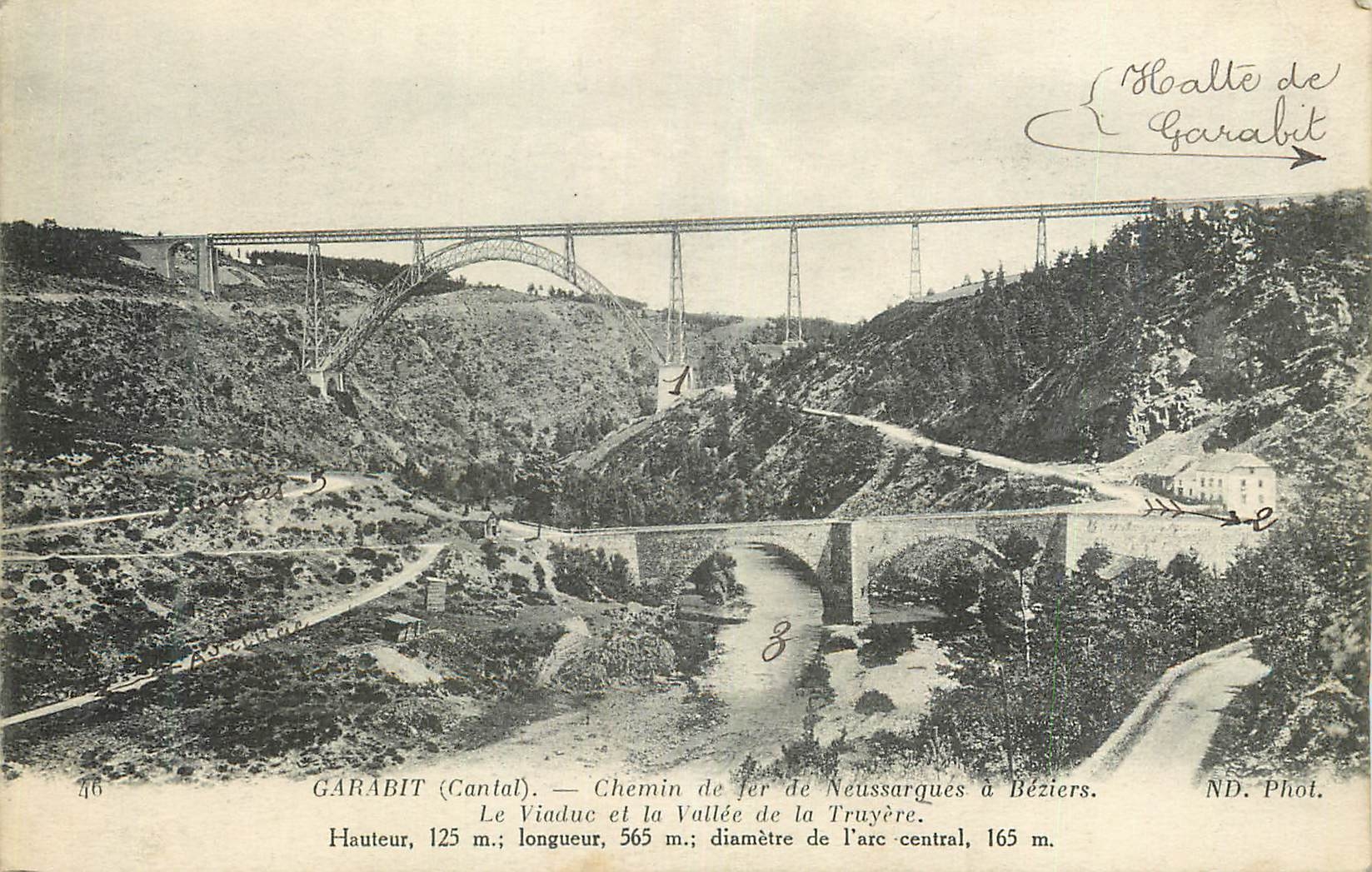 CPA Garabit (cantal) chemin de fer de neussarques a beziers le viadue et la vallee de la truyere