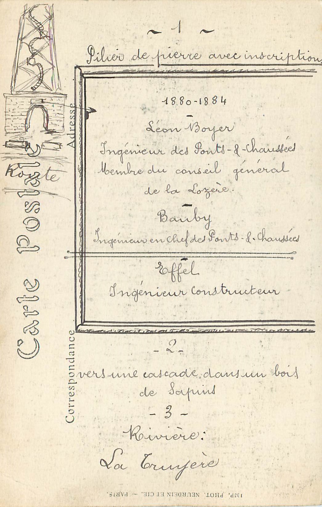 CPA Garabit (cantal) chemin de fer de neussarques a beziers le viadue et la vallee de la truyere — Rückseite